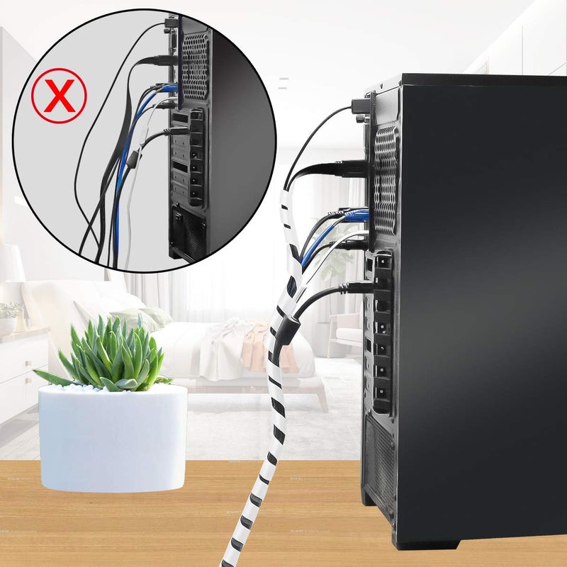 XHF 20Ft XHF 1/2" Clear Spiral Cable Wrap 12mm(Wrapping Range:9mm-65mm) Cord for Computer Electrical Wire Organizer Sleeve Hose RoHS - Image 2